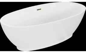 Mexen Bilbao voľne stojaca vaňa 180 x 90 cm, biela, prepad zlatý - 51311809000-50