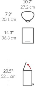Simplehuman Pedálový odpadkový kôš 6 l, polokrúhly, biela oceľ, plast