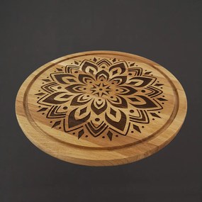AMADEA Drevená servírovacia doska - podnos mandala, masívne drevo, 30 cm