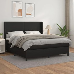 Boxspring posteľ s matracom čierna 160x200 cm umelá koža 3132387