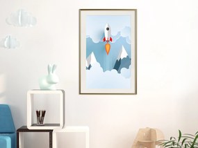Artgeist Plagát - Rocket in the Clouds [Poster] Veľkosť: 30x45, Verzia: Čierny rám s passe-partout