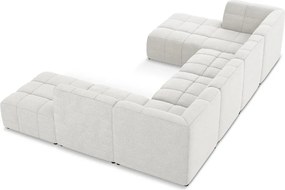 Biela rohová pohovka z textílie buklé (do tvaru "U") Aloha – Makamii