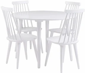 Biely jedálenský stôl z dreva kaučukovníka Rowico Lotte, ⌀ 106 cm