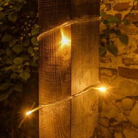 DECOLED Svetelná reťaz 8 m, teplá biela s bleskom, Eco Fix