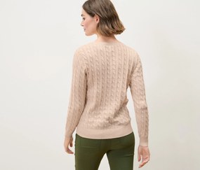 Pletený pulóver s vrkočovým vzorom, krémový
