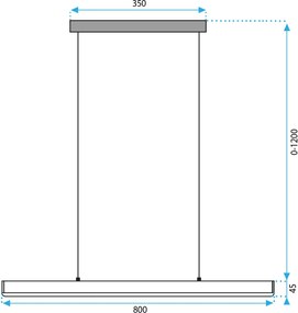 Toolight Toolight, LED závesné svietidlo 80cm, 15W, APP1447-CP, čierna matná, OSW-02391