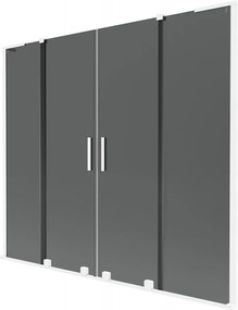 Mexen Velar L Duo, 2-krídlová posuvná vaňová zástena 200 x 150 cm, 8mm šedé sklo, biela matná, 896-200-003-42-20