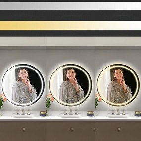 Okrúhle zrkadlo IDEAL BLACK 80 cm - s LED podsvietením a vyhrievaním