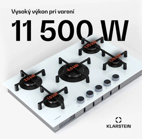 Klarstein Plynová varná doska Illuminosa 5 Sklokeramický horák Sabaf s 5 horákmi