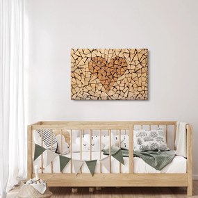 Obraz - Srdce z dreva (90x60 cm)