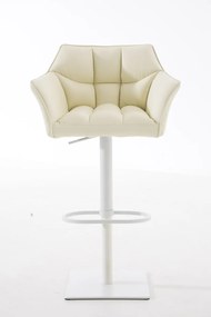 Barová stolička Damas W1 - koženka, biely rám - Krémová