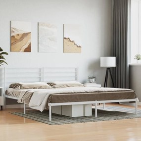 Kovový rám postele s čelom biely 180x200 cm 352372