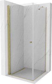 Mexen PRETORIA sprchovací kút 90x90cm, číre sklo/zlatý profil, 852-090-090-50-00