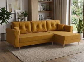 AKCIA Rozkladacia obojstranná sedacia súprava do L SILVIANO 230x140 cm, horčicová II. akosť