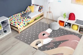 Koberec PETIT FLAMINGOS FLAMING SRDIEČKA sivý