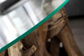 Štýlový konferenčný stolík Trim 50 cm teak - sklo