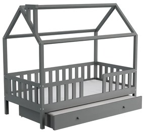 Domčeková posteľ s prístelkou Alfie 5 - 90 x 200 - sivá
