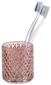 Tmavoružový sklenený téglik na zubné kefky Atessa – Wenko