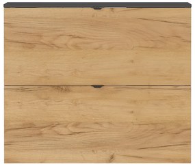 Výklopná závesná skrinka na topánky v dekore duba v antracitovo-prírodnej farbe 100x85x19 cm Renell – Germania