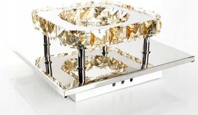 Toolight - Krištáľová hranatá stropná lampa Glamour 8W, teplé svetlo, APP405-C, chrómová, OSW-65003