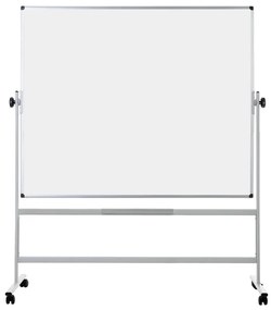 Mobilná otočná obojstranná biela popisovacia tabuľa, magnetická, 1500 x 1200 mm