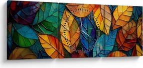 Obraz - Mozaika z listov (s hodinami) (90x30 cm)