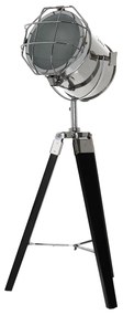 Dekorstudio Podlahová lampa TRIPOD na čiernej trojnožke s chrómovaným tienidlom