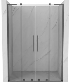 Mexen Velar L Duo, posuvné sprchové dvere do otvoru 160 cm, 8mm číre sklo, brúsený grafit, 871-160-003-02-95