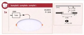 Paulmann 92389 - LED/17W IP44 Kúpeľňové podhľadové svietidlo VARIFIT 230V