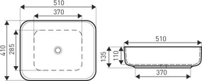 Novoterm Keramické umývadlo na dosku NV-KR-384 biele