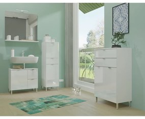 Nástenné zrkadlo s osvetlením/s poličkou 76x75 cm – Germania