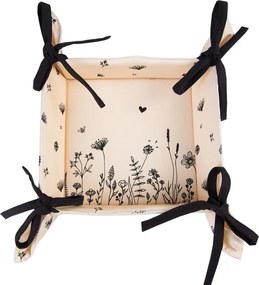 Béžový košík na pečivo s kvetinami Flora And Fauna - 35*35*8 cm