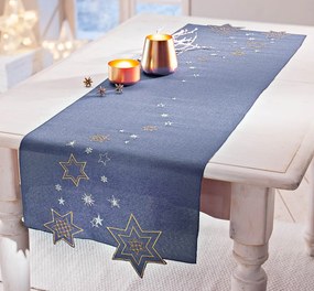 Weltbild Behúň na stôl Hviezdy, modrý, 140 x 40 cm