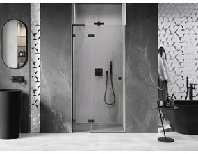 Mexen, Mexen Lunar L výklopné sprchové dvere ľavé 85 cm, transparentné, čierne - 834L-085-000-70-00-L