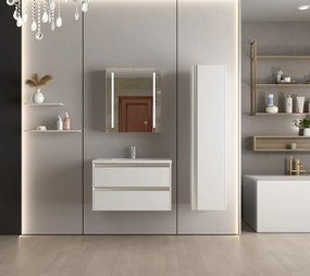 Erga Hana, zrkadlová galérka s LED osvetlením 60x70cm s integrovanou zásuvkou, biela, ERG-V05-HANA-6070-WH