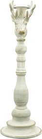 Šedý antik kovový svietnik ArtFerro s jeleňom - 13,5*13,5*43cm