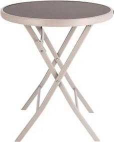Dekorstudio Záhradný skladací stolík s tvrdeným sklom 60cm – béžový