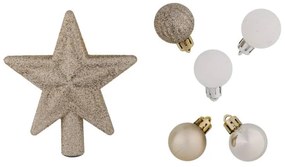 DECOLED Sada ozdob, 29 x 3 cm koule, 1x glitter špice, šampaň a bílá