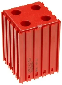 Plastový box na náradie s valcovou stopkou D10, modul 5x5, 4 dutiny, červená