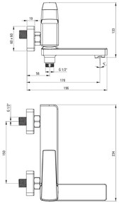 Deante Blur, nástenná vaňová batéria s otočným výtokom, 150 mm, chrómová, DEA-BQL_012M