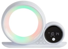 Rabalux 76109 dekoratívna stolná lampa Wakeway, s reproduktorom, RGB, hodinami a budíkom
