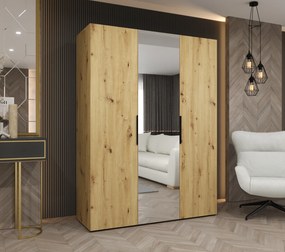 Šatníková skriňa 150 cm Mirabella 2 (dub artisan + čierna). Akcia -19%. Vlastná spoľahlivá doprava až k Vám domov. 1126402
