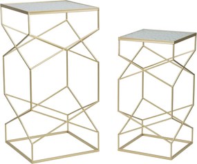 Sada 2 ks odkladacích stolíkov Glassy Coppia zlatá