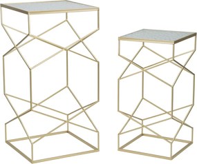 Sada 2 ks odkladacích stolíkov Glassy Coppia zlatá