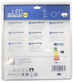 Aigostar - LED Podhľadové svietidlo ULTRATHIN LED/20W/230V 3000K matný chróm