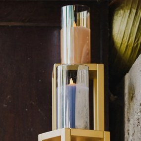 DECOLED LED sviečka v skle, 7,5 x 15 cm, zlatá