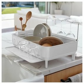 Simplehuman Odkvapkávač riadu s oceľovým rámom na poháre, biela