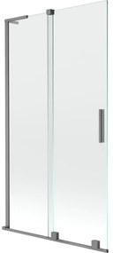 Mexen Velar L, 2-krídlová posuvná vaňová zástena 100 x 150 cm, 8mm číre sklo, grafitová matná, 896-100-003-01-95