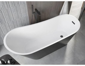 Mexen Alta, voľne stojaca vaňa 170 x 75 cm, biela-čierna, čierny matný prepad, 52141707575-70