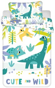 Jerry Fabrics Obliečky do postieľky 100x135 + 40x60 cm - Dino "Cute and wild"